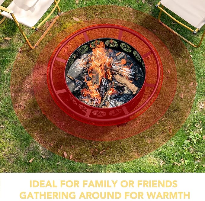 Verdeluxe 38” Wood Burning Fire Pits for Outside,3-in-1 Fire Pit with Grill, Spark Screen & Fire Poker,Outdoor Firepit Table with Swivel Cooking Grate for Yard BBQ Bonfire Patio Camping (38 inch)