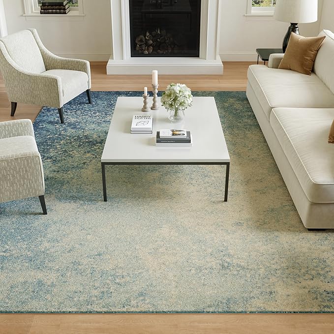 Nourison Home Passion Navy/Light Blue 8' x 10' Area-Rug, Modern, Abstract, Easy-Cleaning, Non Shedding, Bed Room, Living Room, Dining Room, Kitchen (8x10)