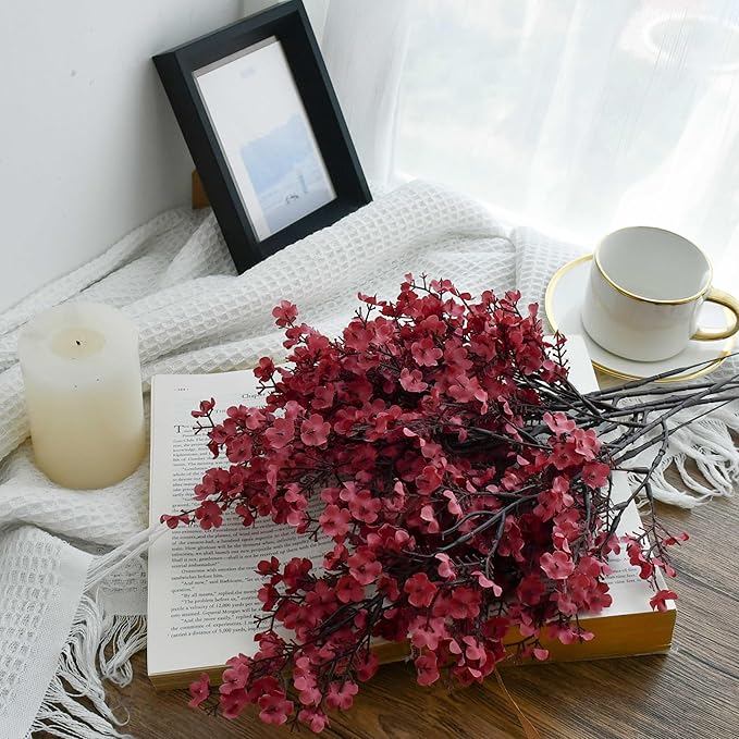 Mandy's Mauve Artificial Baby’s Breath European Flowers 6 Bundles Silk Gypsophila with Bendable Stems for Fall Thanksgiving & Christmas Centerpiece Wedding Decor and Table Arrangements