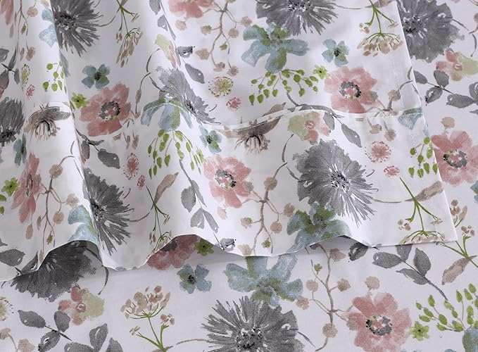RUVANTI 100% Cotton Full Size Bed Sheets, 4 Pieces, Soft & Breathable Percale Weave Bedding, Deep Pocket 16", Hotel Standard, Crisp Cool Feel, Durable, Perfect Sheet Set Floral, Dandelion Field