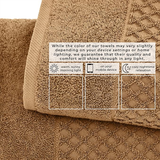 Great Bay Home Bath Towels - 100% Cotton 6 Piece Bath Sheet Set - Diamond Waffle Weave - Absorbent, Durable, Quick-Dry Towels for Bathroom (Mocha)