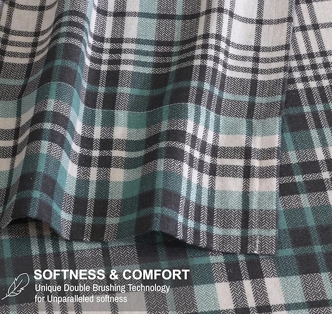 RUVANTI Flannel Sheets Full Size - 100% Cotton Double Brushed Bed Sheets Set, Deep Pockets 16 Inches, All Seasons Breathable & Extra Soft Full Sheets, Warm & Cozy, 4 Piece, Mint Grey