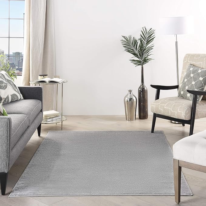 Nourison Home Nourison Essentials Silver Grey 6' x 9' Area Rug - Easy Clean, Non Shedding, Bed Room, Living Room, Dining Room, Kitchen (6' x 9')