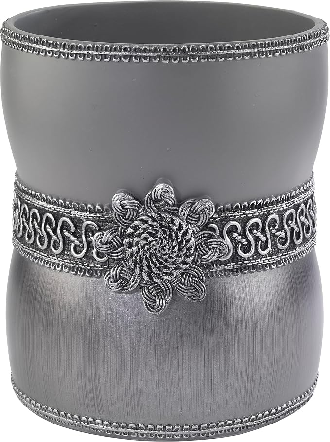 Avanti Linens - Waste Basket, Decorative Trash Can, Elegant Bathroom Decor (Braided Medallion Collection)