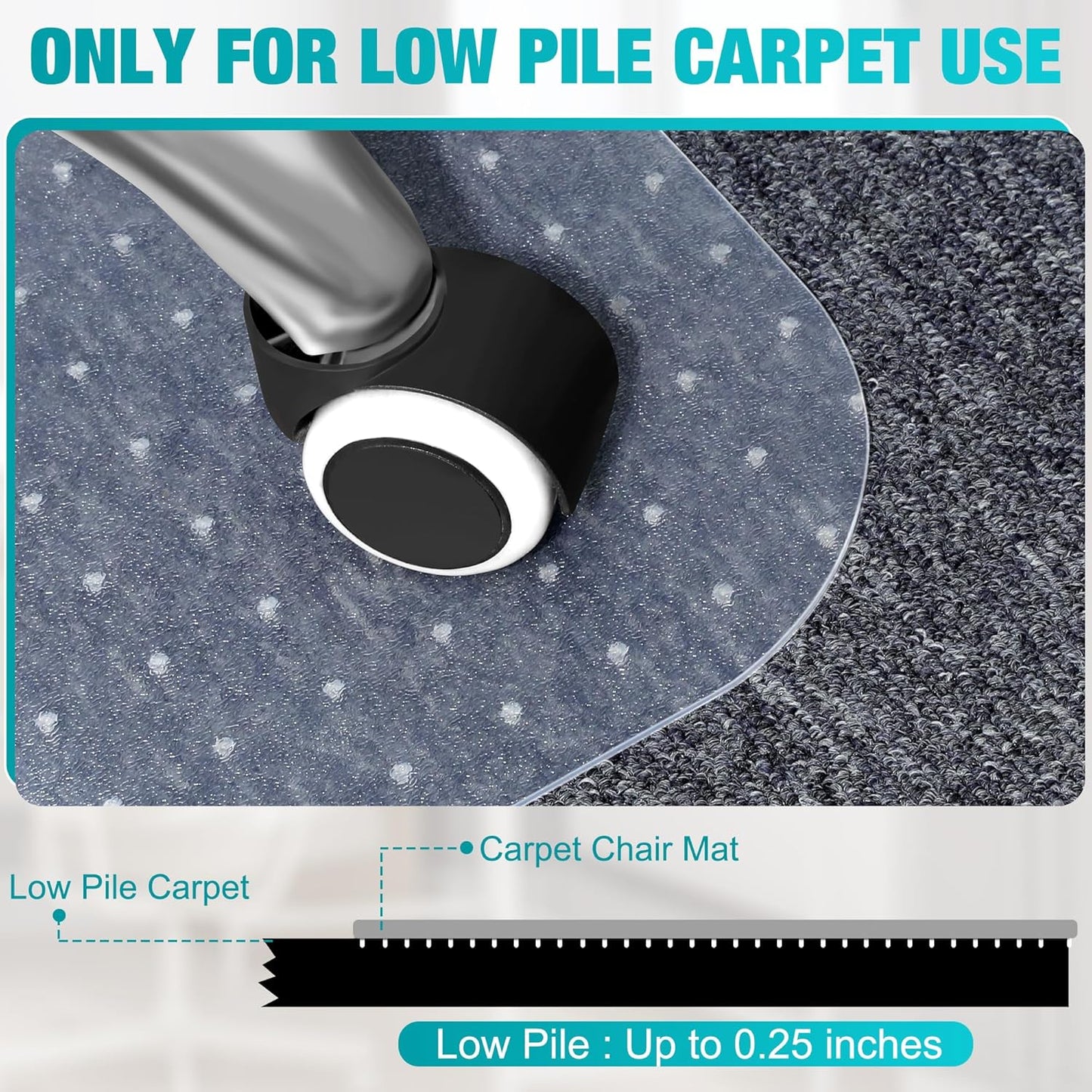 Skiennix Office Chair Mat - Thick Clear Carpet Protector, 48'' x 60'' | Easy Glide & Non-Curling Design