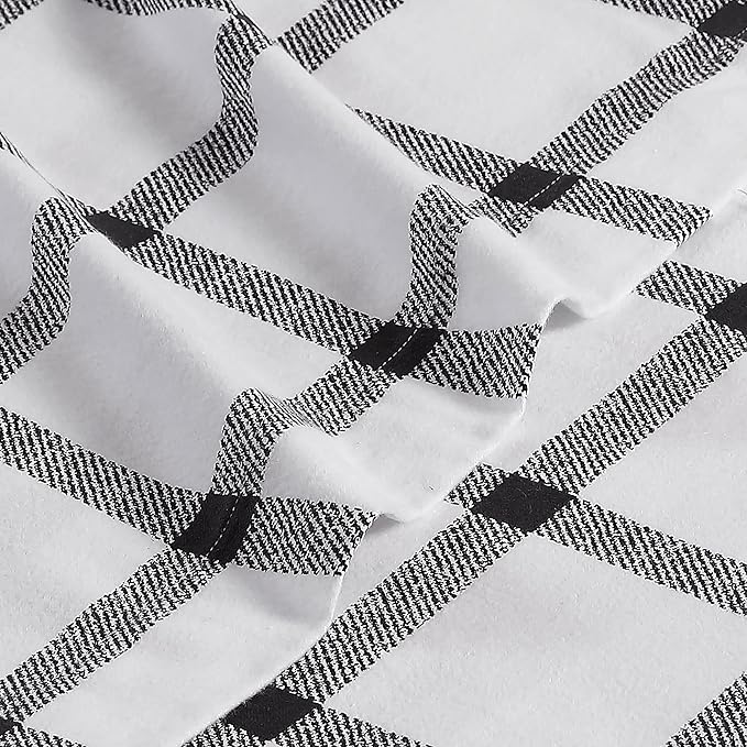 Eddie Bauer - Flannel Sheets Full Size, Anti-Pilling & Wrinkle Resistant Cotton, Touchably Soft for All-Season Comfort - Bed Sheets with Matching Pillowcases & Fitted Sheet (Bunkhouse Plaid Charcoal)