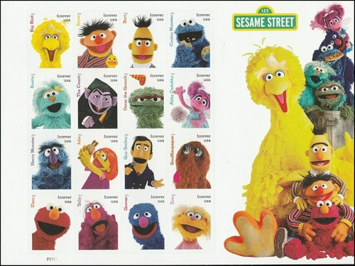 Sesame Street Forever Postage Stamps - Collectible Sheet of 16 for Stamp Enthusiasts