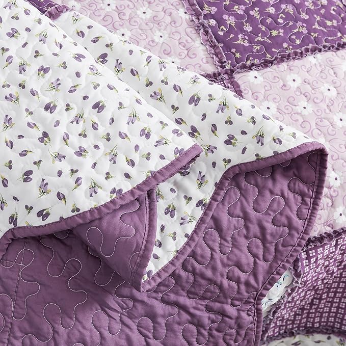 HoneiLife Quilt Set King Size - Lightweight Bedspreads 106x96, Tufted Quilts 3-Piece, Patchwork Coverlet Rustic Bedding Sets All Season Quilts