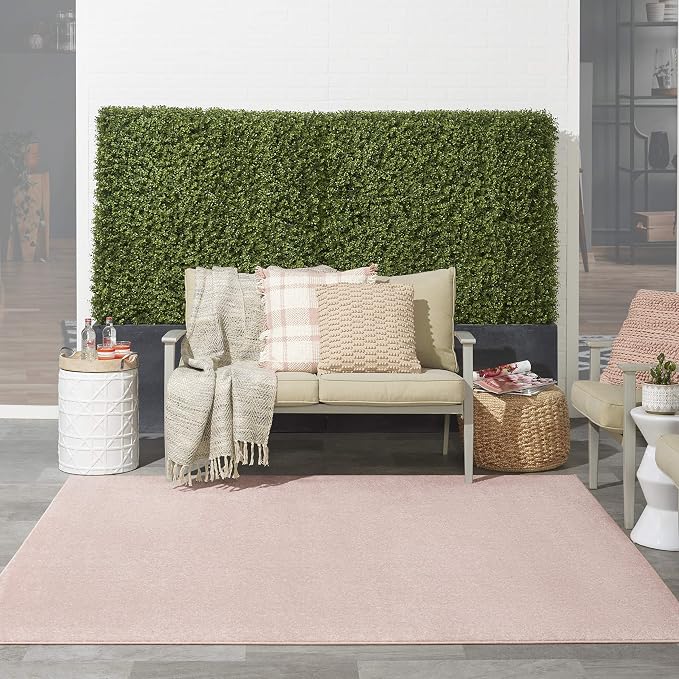Nourison Home Nourison Essentials Pink 5' x Square Area Rug - Easy Clean, Non Shedding, Bed Room, Living Room, Dining Room, Kitchen (5' x Square)