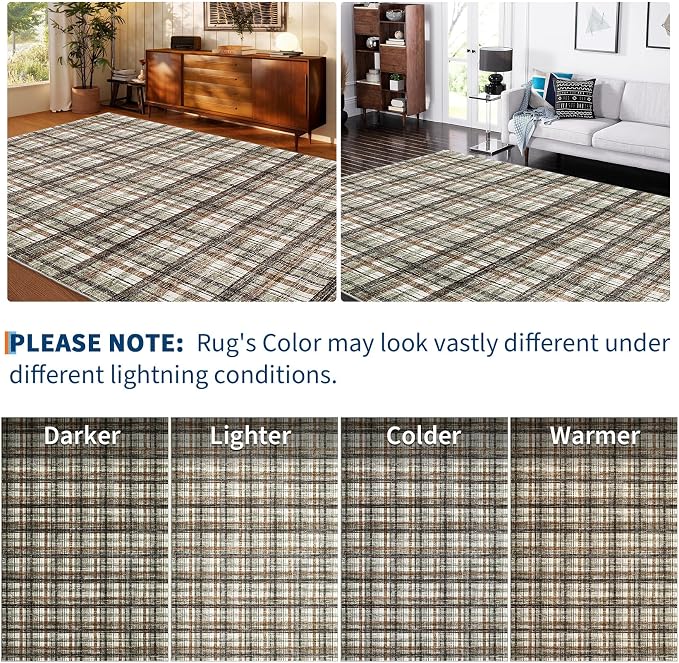 Washable Area Rugs 4x6 Rug for Living Room Modern Non Slip Throw Rugs Soft Bedroom Rug Non Shedding Low Pile Stain Resistant Carpet for Dining Room Nursery Classroom 4'x6' Celadon&Coffee