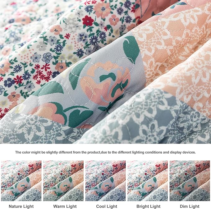 HoneiLife Quilt Set Queen Size - Quilted Bedding Sets 3-Pieces,Microfiber Quilt Sets Lightweight Bedspreads Retro Bed Cover Coverlets for Queen Bed