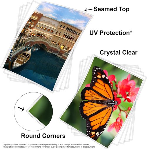 Apache Laminating Pouches - 300 Pack Thermal Sheets, 3 Mil, 8.5 x 11 Inch Size, Super Clear Finish