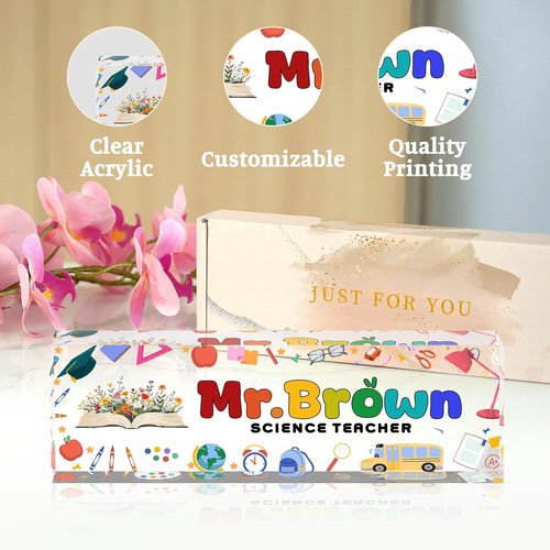 MYZDA28 Custom Desk Name Plate - Personalized Acrylic Office Decor for Men & Women | Perfect Employee Appreciation Gift