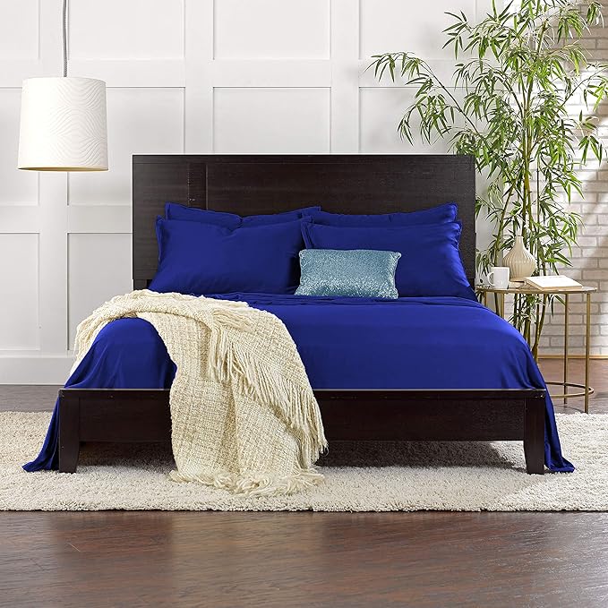 Pure Bamboo Full Sheets, Genuine 100% Organic Viscose Derived from Bamboo Bed Sheet Set, Luxuriously Soft & Cooling, Double Stitching, 2 Year Quality Promise (Full, Cobalt Blue)