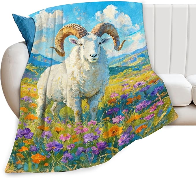 Goat Blanket Goat Throw Blanket Animal Soft Cozy Fleece Fuzzy Stuffed Plush Flannel Gifts for Girls Women Boys Kids Adults 40''x50''