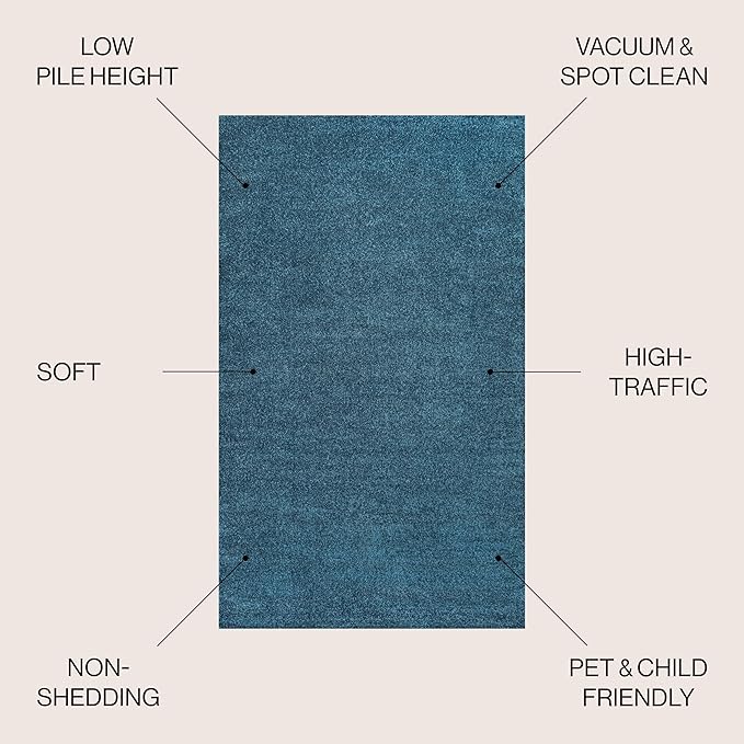 JONATHAN Y Haze Solid Low-Pile Turquoise 8' Round Indoor Area Rug, Coastal,Bohemian,Minimalist,Classic, Easy-Cleaning for Living Room,Bedroom,Kitchen,Pet Friendly,Non-Shedding (SEU100H-8R)