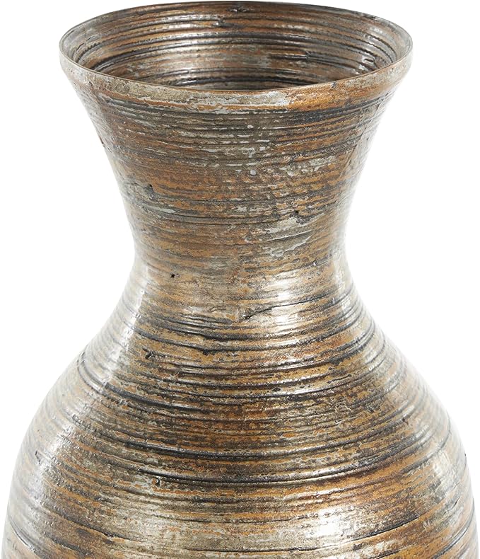 Deco 79 Bamboo Wood Decorative Vase Antique Inspired Pot Centerpiece Vase, Vase for Home Decoration 8" x 8" x 18", Brown