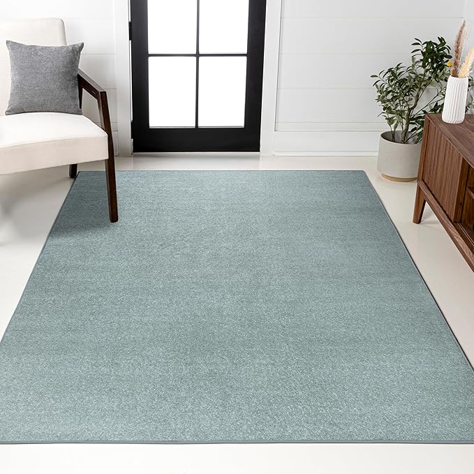 JONATHAN Y Haze Solid Low-Pile Aqua Blue Indoor Area Rug 8x10, Coastal,Bohemian,Minimalist,Classic, Easy-Cleaning for Living Room,Bedroom,Kitchen,Pet Friendly,Non-Shedding (SEU100S-8)