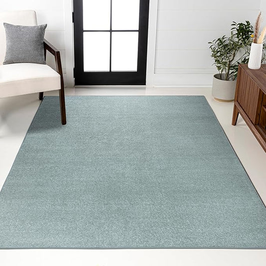 JONATHAN Y Haze Solid Low-Pile Aqua Blue Indoor Area Rug 4x6, Coastal,Bohemian,Minimalist,Classic, Easy-Cleaning for Living Room,Bedroom,Kitchen,Pet Friendly,Non-Shedding (SEU100S-4)