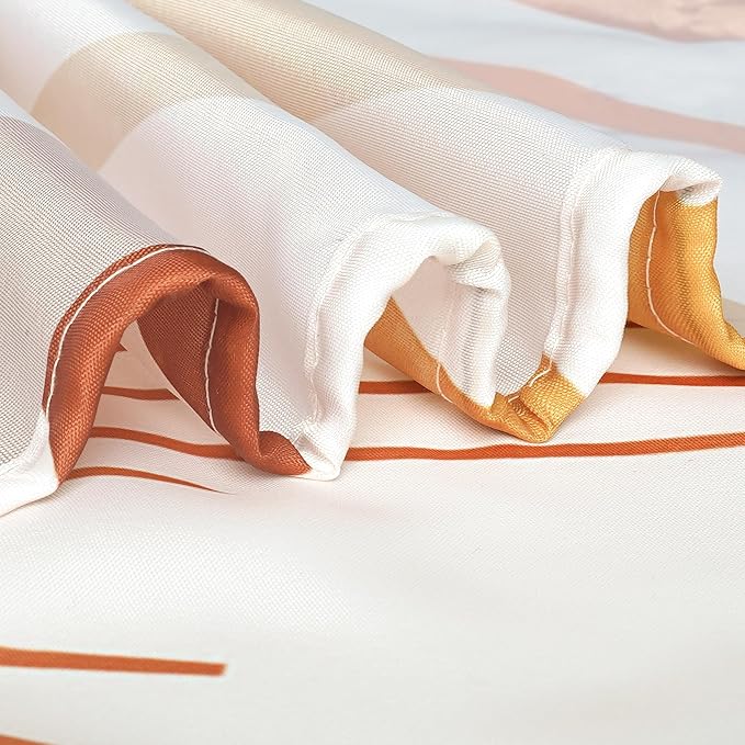 Mid Century Abstract Boho Orange Aesthetic Shower Curtain Set, Spring Summer Pink Green Nature Leaf Sun Modern Minimalist Home Bathroom Curtain Decor with 12 Hooks 72x72 Inches
