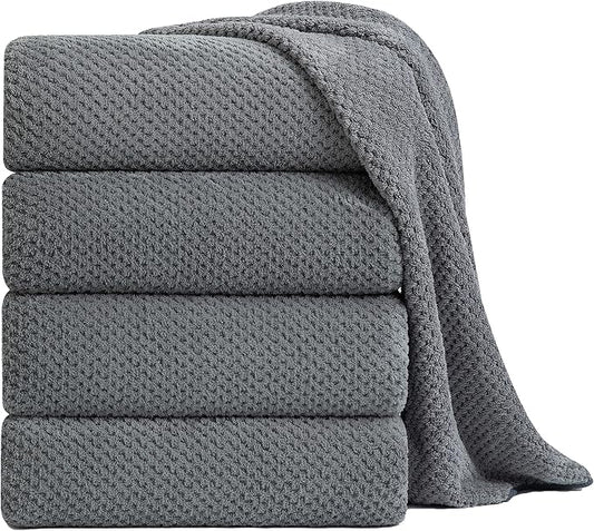 Extra Large Bath Towel Sheet Set 35x70 Inches - Oversized Highly Absorbent Towels Set,Jumbo Microfiber - Quick Dry, Lightweight,Super Soft for Bathroom,Hotel,SPA,Pack of 4 (Gray)