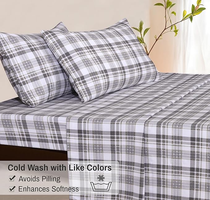 RUVANTI Flannel Sheets Twin Size - 100% Cotton Double Brushed Twin Sheets Set, Deep Pockets 16 Inches, All Seasons Breathable & Extra Soft Bed Sheets, Warm & Cozy, 3 Piece, Modest
