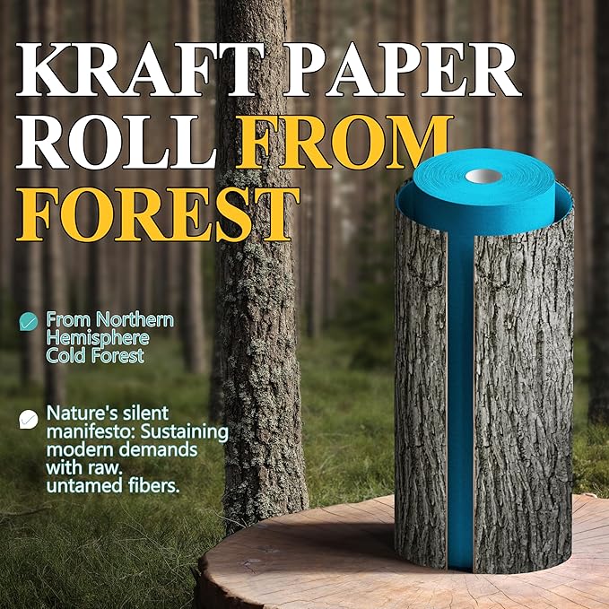 BAIJIALI 36" x 2,400" (200') Kraft Paper Roll for Craft Bulletin Board Paper Art Table Covering Crafting Gift Wrapping Bouquet Packing Parcel (Lake Blue, 36" x200')