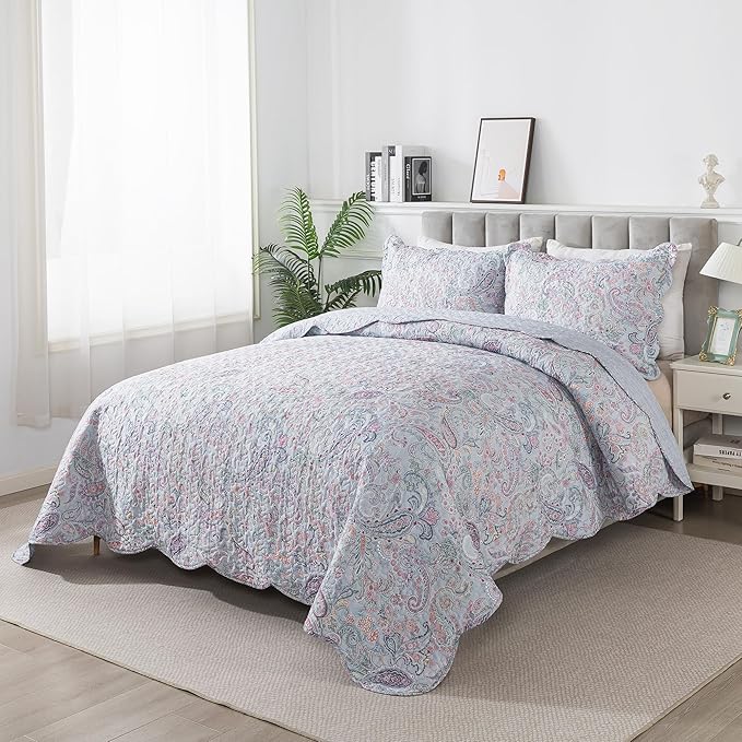 HoneiLife Quilt Sets King Size - Microfiber Bedspreads 3-Piece, Lightweight Coverlets King Quilt Bedding Sets All Season Quilts