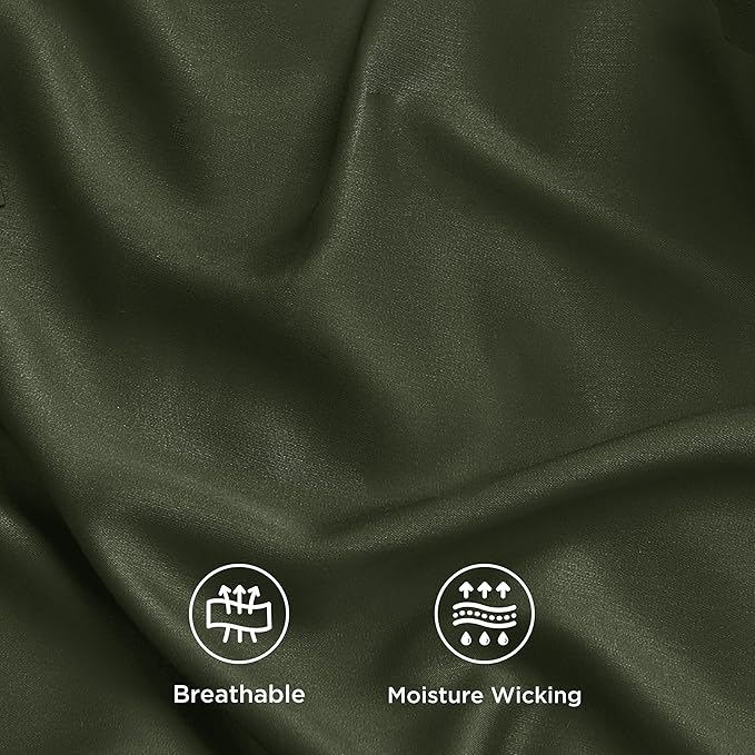 Bedsure Cooling Sheets Twin, Rayon Derived from Bamboo, Breathable & Soft Twin Sheets Set, Deep Pocket Up to 16 Inches, Hotel Luxury Silky Bedding for Hot Sleepers, Olive Green