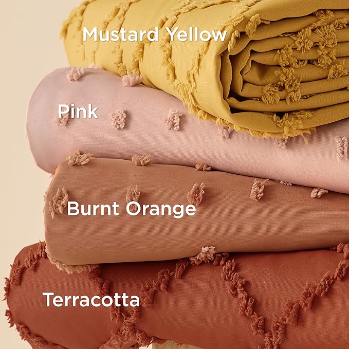 Bedsure Boho Duvet Cover Queen Size - Terracotta Breathable & Soft Boho Bedding, Machine Washable Comforter Cover for All Seasons, Includes 1 Duvet Cover 90"x90" with 2 Pillow Shams & Zipper Closure