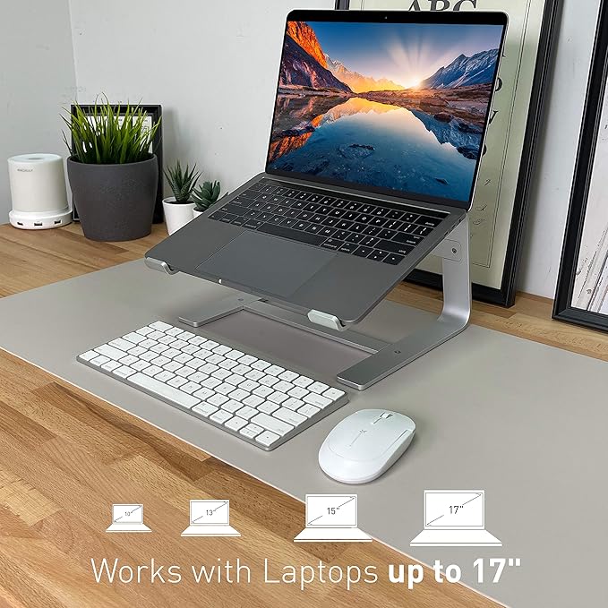 Macally Ultra Slim Wired Computer Keyboard and Ergonomic Laptop Stand, Create Both Efficiency and Comfort