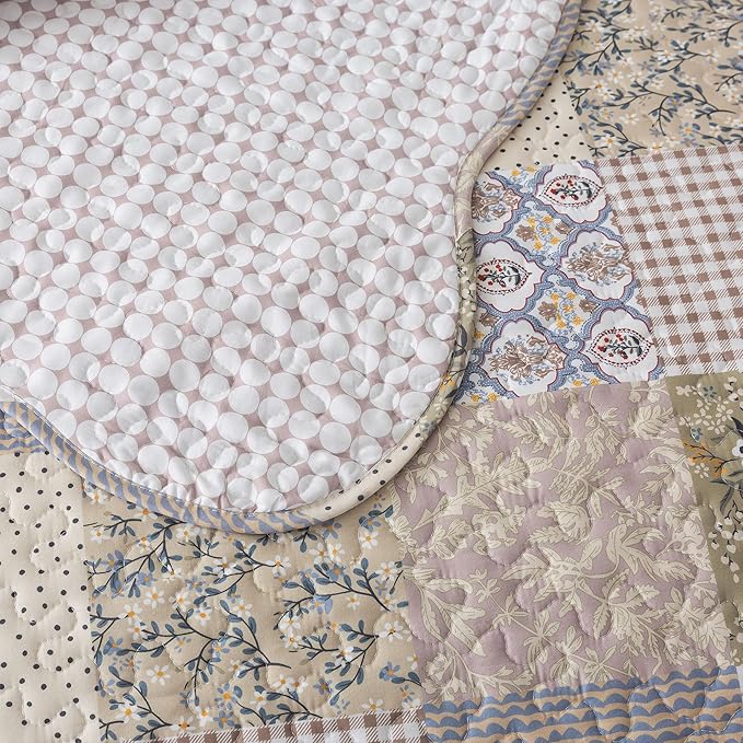 HoneiLife Quilt Set King Size - Lightweight Bedspreads 106x96, Microfiber Quilts 3-Piece, Patchwork Coverlet Rustic Bedding Sets All Season Quilts