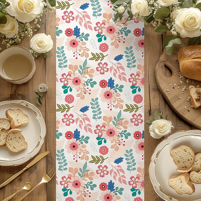 BIOBROWN Kraft Floral Wrapping Paper Roll - 17 Inches X 33 Feet (47 sq. ft. ttl.) Pink Pastel Daisy Design Flower Gift Wrap for Wedding, Bridal Shower, Birthday