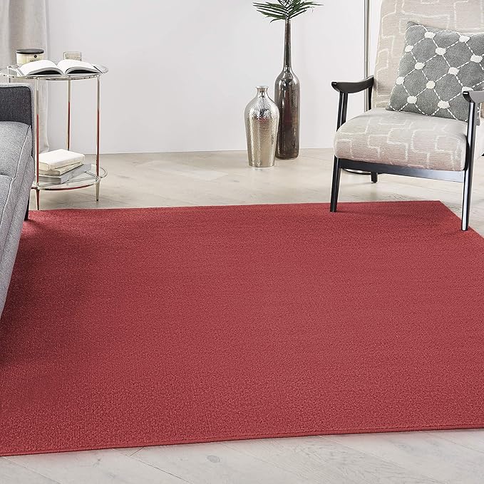 Nourison Home Nourison Essentials Brick Red 7' x Square Area Rug - Easy Clean, Non Shedding, Bed Room, Living Room, Dining Room, Kitchen (7' x Square)