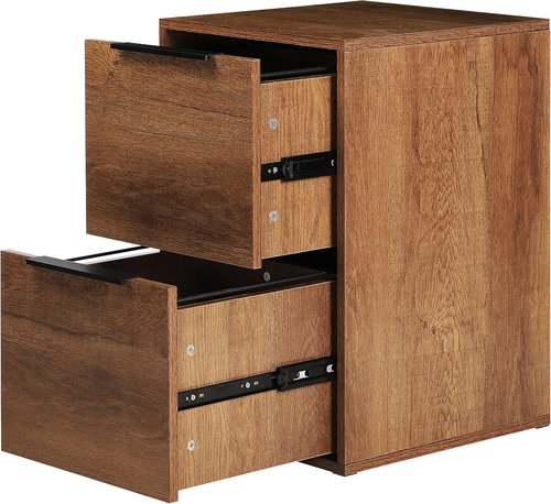 LUCYPAL 2-Drawer File Cabinet - Wood Design with Hanging Bars for Letter Size Files - Brown