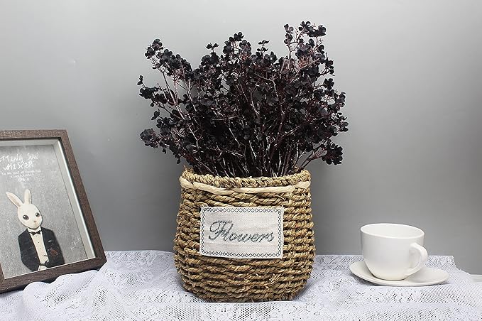 JAKY-Global Babys Breath Silk Artificial Flowers Bulk with Vase 10pcs for Fall Decor Fake Flower Bouquet Bulk for Home Kitchen Indoor Bouquet Floral Arrangement Table Centerpieces Party Decor(Black)