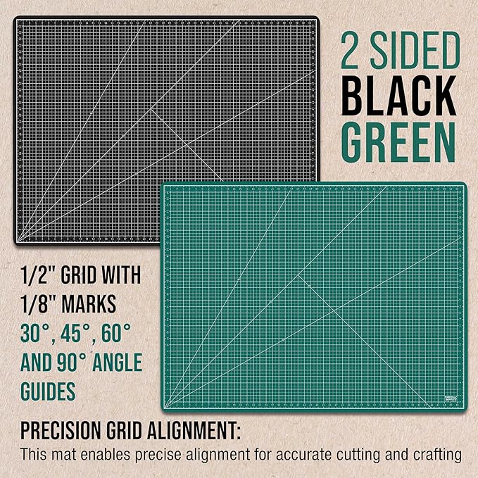 U.S. Art Supply 36" x 48" Self-Healing Cutting Mat 5-Ply - Double-Sided Green/Black Craft Mat, Non-Slip Cutting Mats for Crafts, Sewing, Quilting, Scrapbooking