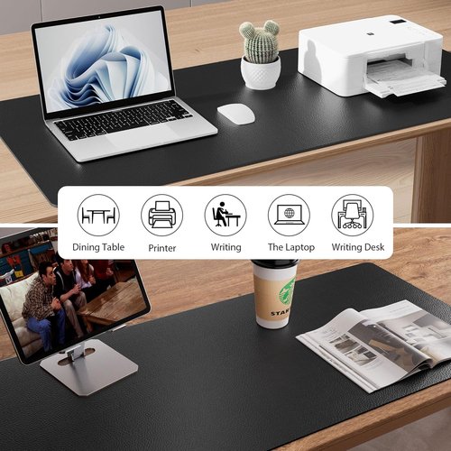 Aothia Desk Pad Protector - Non-Slip Waterproof PU Leather for Office & Home | 23.6" x 13.7", Black