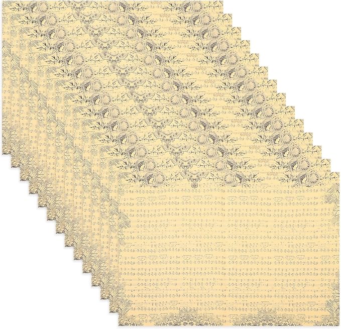 WRITWAA 20 Sheets Vintage Floral Wrapping Paper Bouquet Wraps with Musical Note Pattern Breathable Lightweight Kraft Paper for Wedding Packaging DIY Crafts Flower Decorations