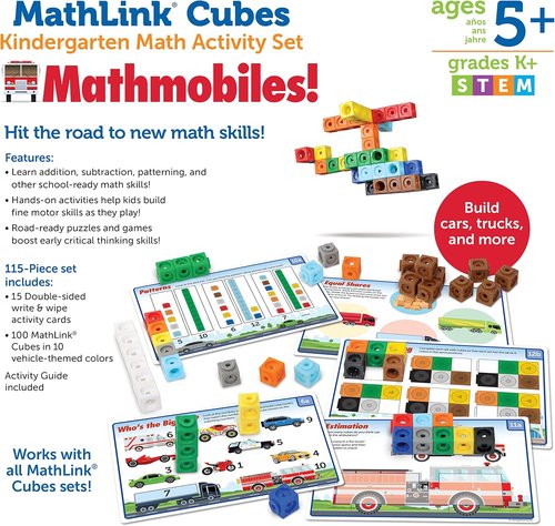 Learning Resources MathLink Cubes - 115-Piece Kindergarten Math Activity Set | Engaging STEM Games for Ages 5+