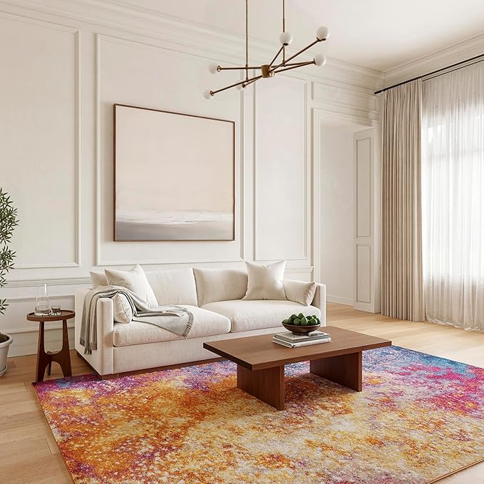 Nourison Home Passion Sunburst 8' x 10' Area-Rug, Modern, Abstract, Easy-Cleaning, Non Shedding, Bed Room, Living Room, Dining Room, Kitchen