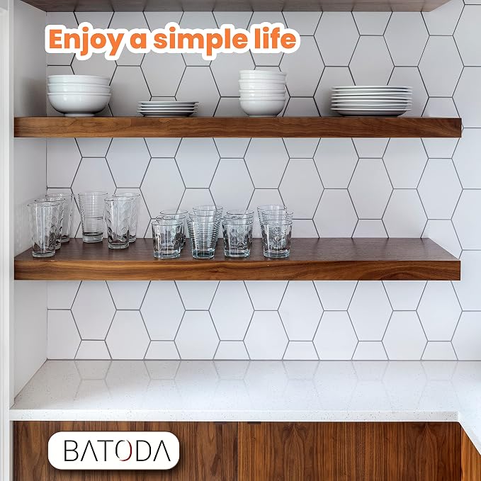 BATODA Set of 2 24" Acacia Wood Floating Shelves Wall Mounted – Rustic Farmhouse Wooden Wall Storage Shelf for Bedroom, Kitchen, Home Décor - Brackets and Shelving Hardware Included