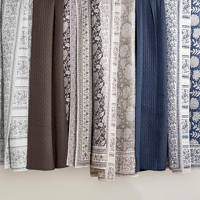 Levtex Home Cross Stitch Reversible King/Cal King Quilt Set (106x92in) and 2 Pillow Shams (36x20in) - Stitch Texture - Navy - Cotton King Size Quilt Bedding Set - Lightweight Soft Pre-Washed