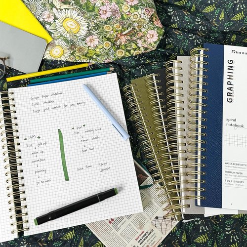 Graph Paper Spiral Journal by [Brand Name] - 300 Pages A4 Hardcover | 100GSM Thick Graphing Paper in Sage Green for School, Office, and Study