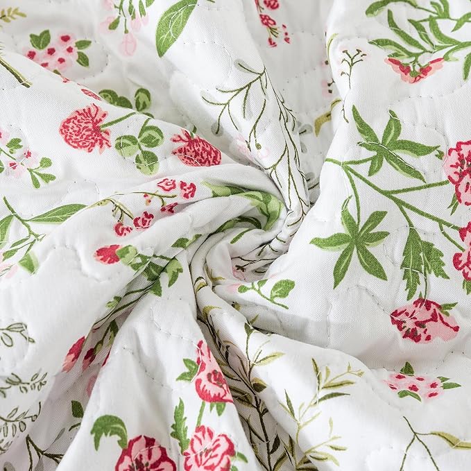 HoneiLife Queen Quilt Bedding Set - 3 Pieces Microfiber Quilt Sets Lightweight Bedspreads Reversible Coverlets Nature Bed Cover Floral Bedding Set Wildflower Quilts All Season Use
