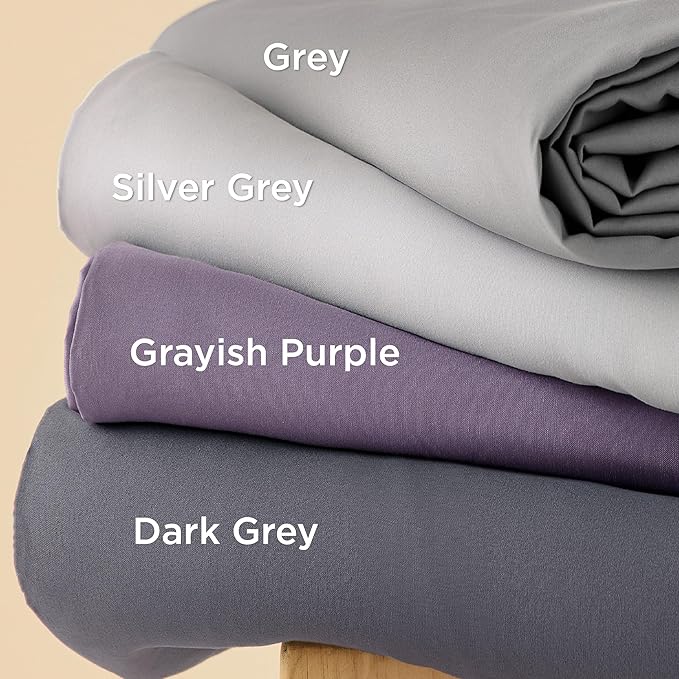 Bedsure Duvet Cover with Fitted Sheet Queen - Warm Deep Pocket, Hotel Luxury Soft Double Brushed Bedding Set with Zipper Closure, 1 Duvet Cover, 1 Fitted Sheet, 2 Pillow Shams, NO Comforter, Grey
