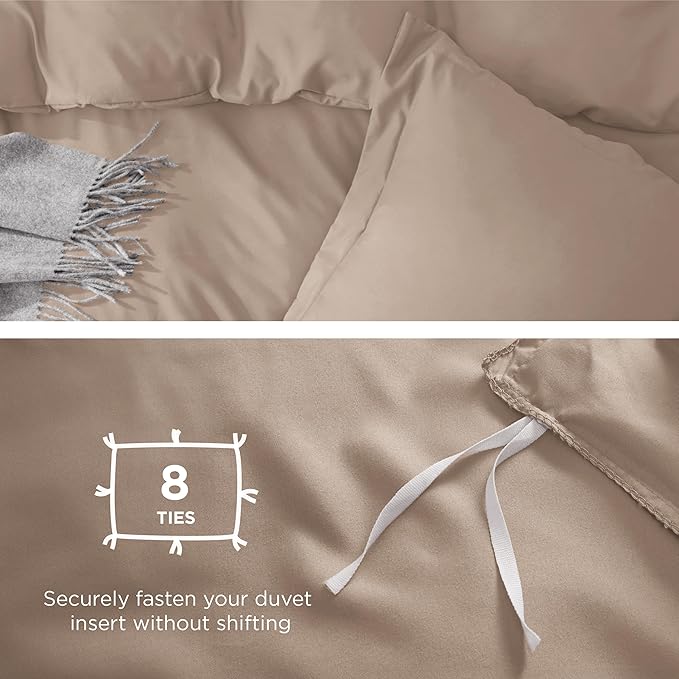 Bedsure Duvet Cover Full Size - Soft Double Brushed Bedding Set for Kids & Adults, Zipper Closure, 3 Pieces, Includes 1 Duvet Cover (80"x90") & 2 Pillow Shams, NO Comforter, Khaki