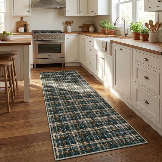 Washable Runner Rug 2x10 Modern Bathroom Rugs Non Slip Kitchen Rugs with Rubber Backing Entryway Rug Soft Non Shedding Stain Resistant Carpet for Laundry Hallway Bedside 2'x10'