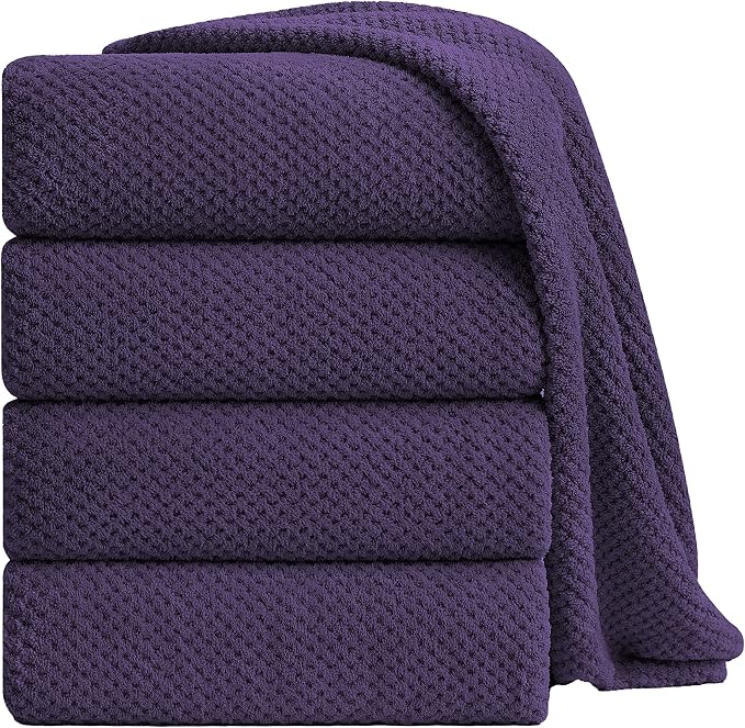 Smuge Extra Large Bath Towel Sheet Set 35x70 Inches - Oversized Bath Towels Set,Large Microfiber - Quick Dry,Lightweight,Super Soft,Highly Absorbent Towel Set for Bathroom,Pack of 4(Russian Violet)