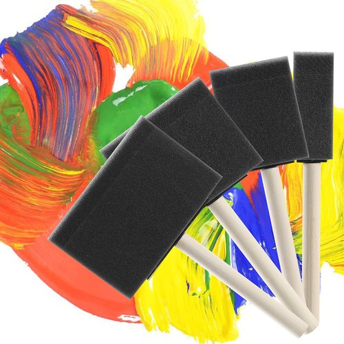 Bates Foam Paint Brushes - 20 Pack of 1", 2", 3", & 4" Wooden Handle Sponge Brushes for DIY Projects